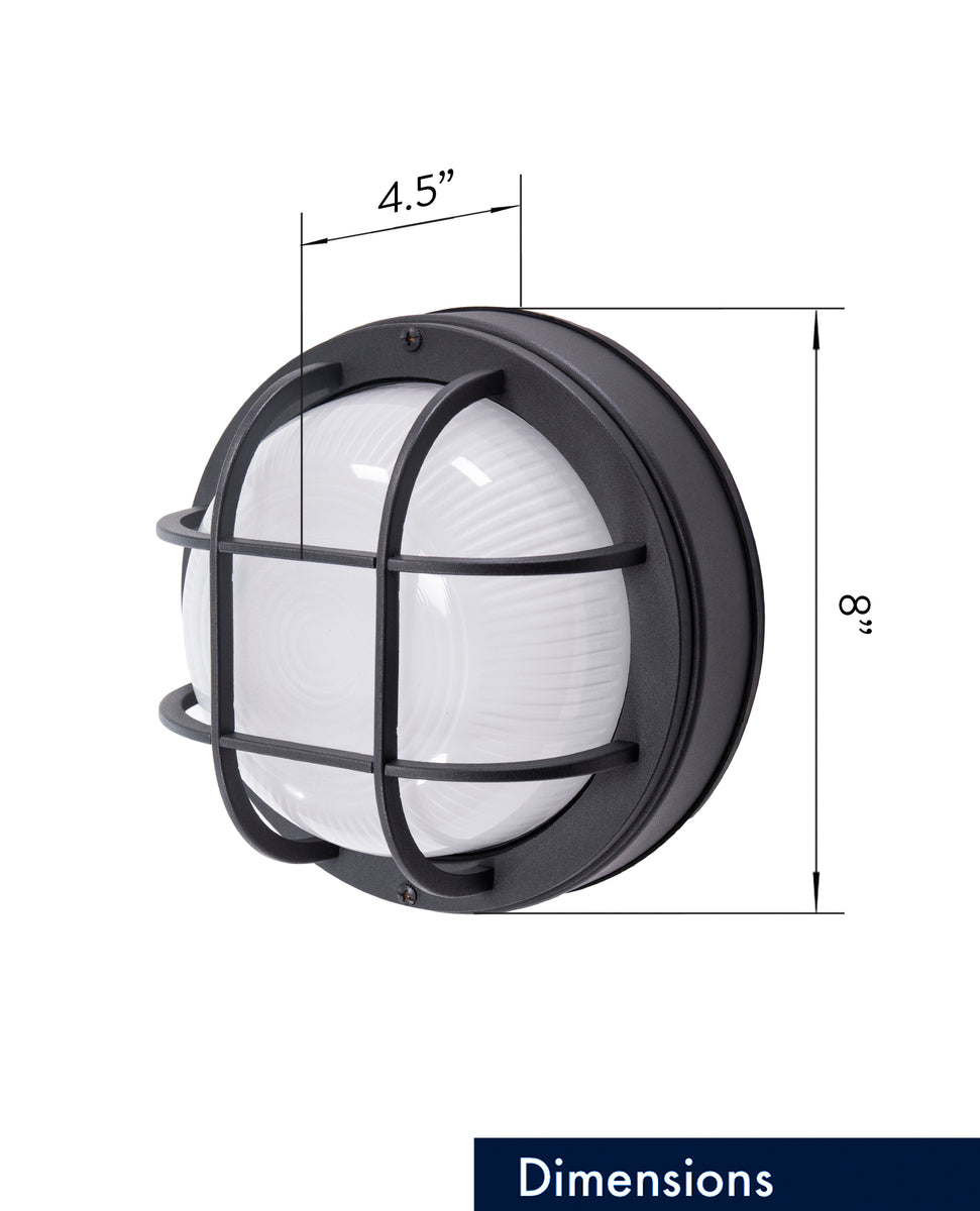 8” Round Integrated LED Nautical Bulkhead, 900 Lumens, 3K, in Finish – Coramdeo  Lighting